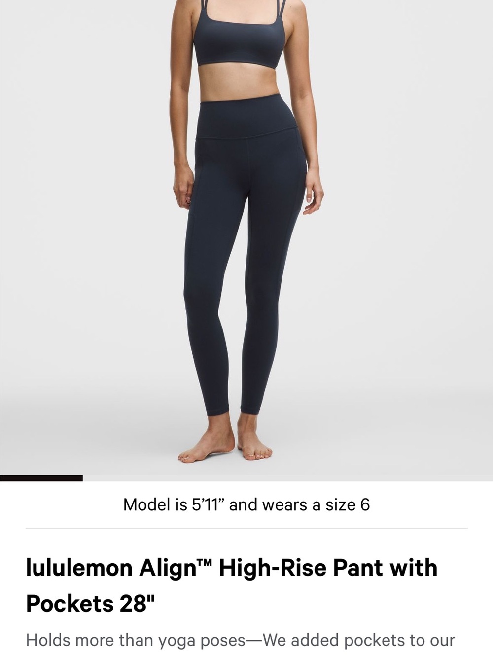 Lululemon Align high rise pant with pockets 28” navy